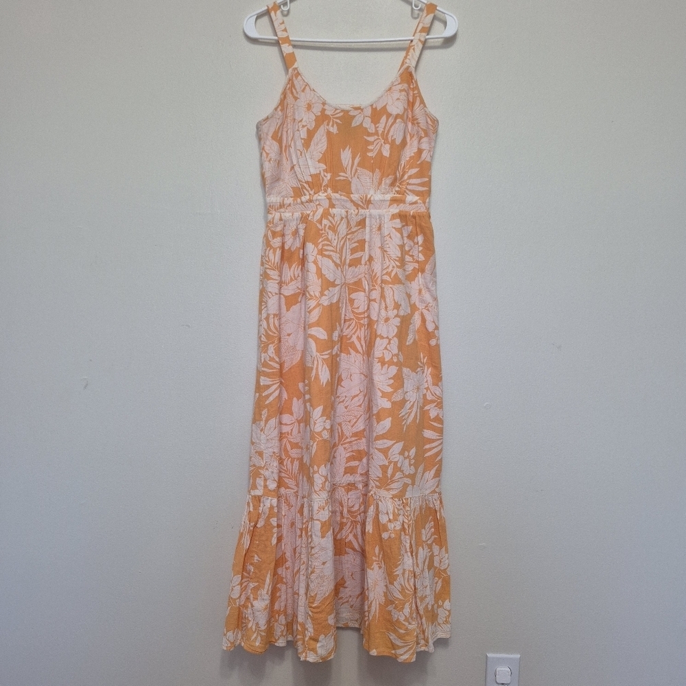 GAP Women's Resortwear Beach Orange Floral Maxi Dress Size 2 - Picture 2 of 7
